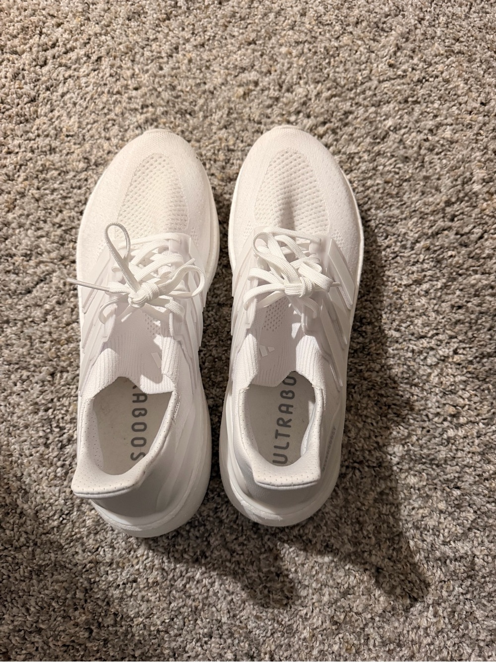 Adidas Lightboost/Ultraboost White Athletic Running Sneakers - Picture 6 of 8